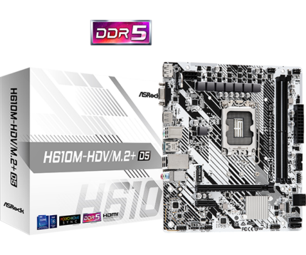 PLACA MADRE ASROCK H610M-HDV/M.2+D5, DDR5, LGA 1700 (P.N.: H610-HDV/M.2+D5